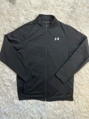 Under Armour Jacket Soft Shell Ultimate Team Full Zip Black  Sz L Loose Fit